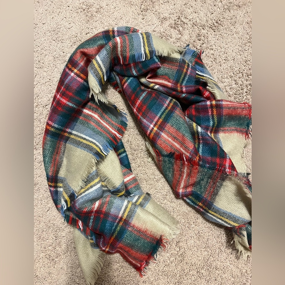 Plaid Fringe Scarf